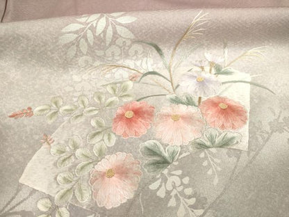 平和屋着物●訪問着 地紙鴛鴦花文 銀彩 正絹 逸品 AABA9513ck