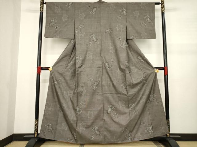 平和屋着物●本場大島紬 カタス9マルキ 楓文 正絹 逸品 AABA9518ck