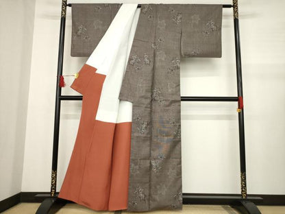 平和屋着物●本場大島紬 カタス9マルキ 楓文 正絹 逸品 AABA9518ck