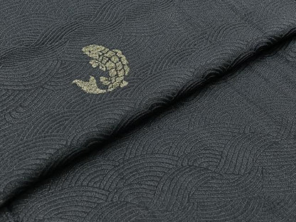 平和屋着物▽上質な小紋 単衣 流水文 魚 銀糸 正絹 逸品 AABA9521jh