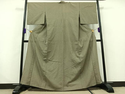 平和屋着物▽お召 単衣 横縞 正絹 逸品 AABA9522jh