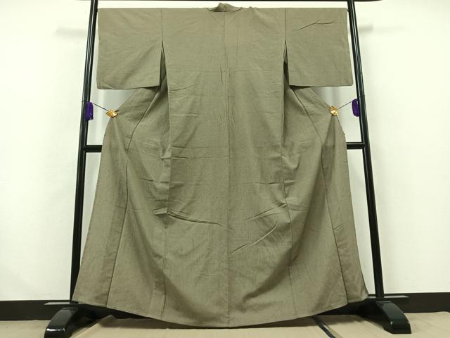 平和屋着物▽お召 単衣 横縞 正絹 逸品 AABA9522jh
