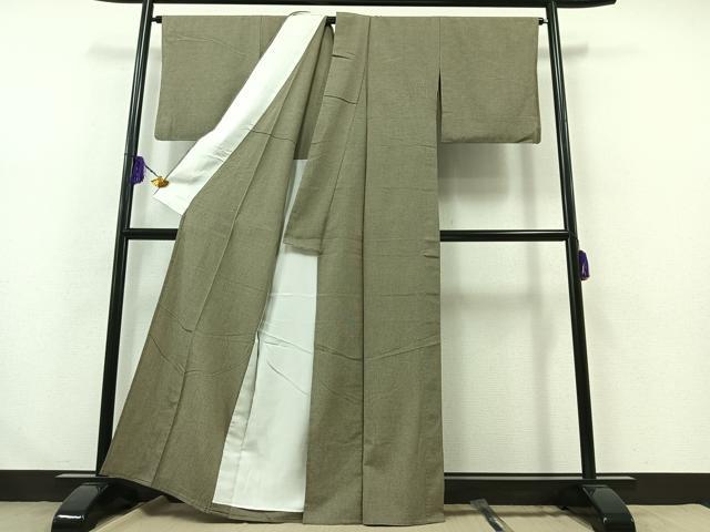 平和屋着物▽お召 単衣 横縞 正絹 逸品 AABA9522jh