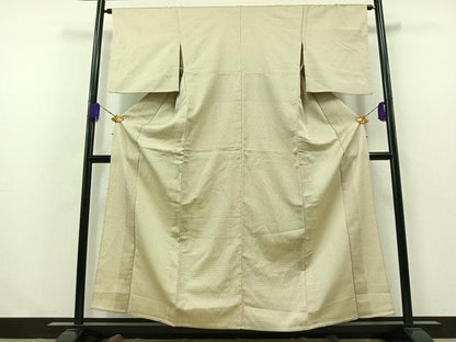平和屋着物▽お召 単衣 格子 正絹 逸品 AABA9524jh