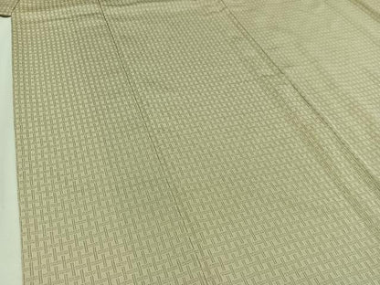 平和屋着物▽お召 単衣 格子 正絹 逸品 AABA9524jh