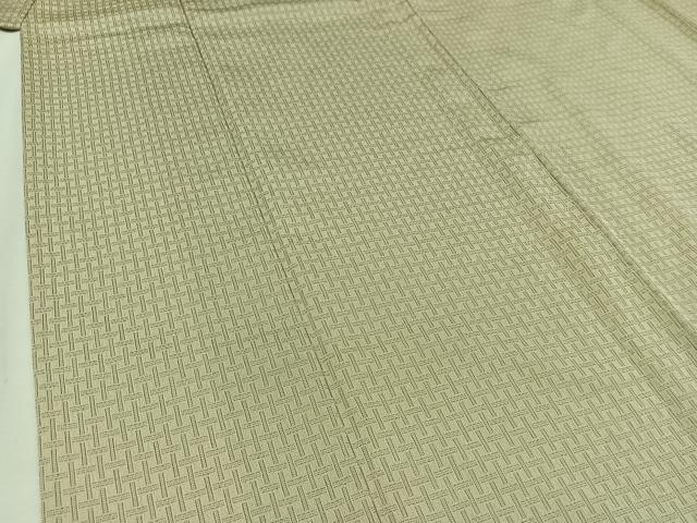 平和屋着物▽お召 単衣 格子 正絹 逸品 AABA9524jh