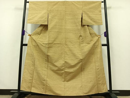 平和屋着物▽上質な紬 単衣 格子 正絹 逸品 AABA9526jh