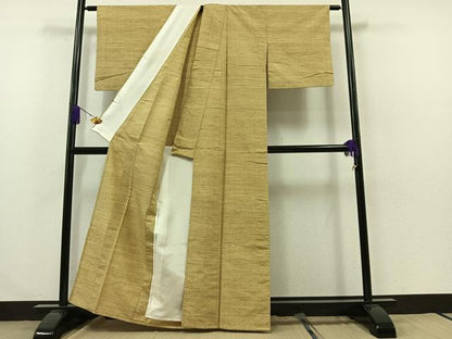 平和屋着物▽上質な紬 単衣 格子 正絹 逸品 AABA9526jh