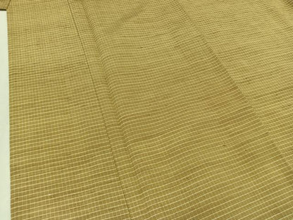 平和屋着物▽上質な紬 単衣 格子 正絹 逸品 AABA9526jh