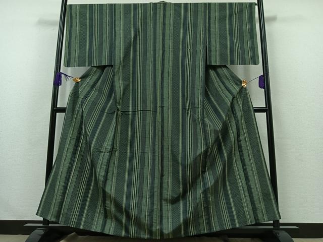 平和屋着物▽上質な紬 単衣 間道 正絹 逸品 AABA9527jh