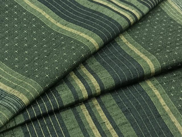 平和屋着物▽上質な紬 単衣 間道 正絹 逸品 AABA9527jh