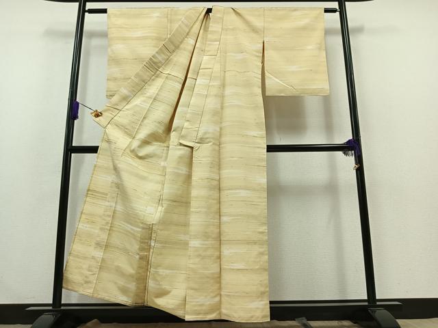 平和屋着物▽上質な紬 単衣 霞文 正絹 逸品 AABA9529jh