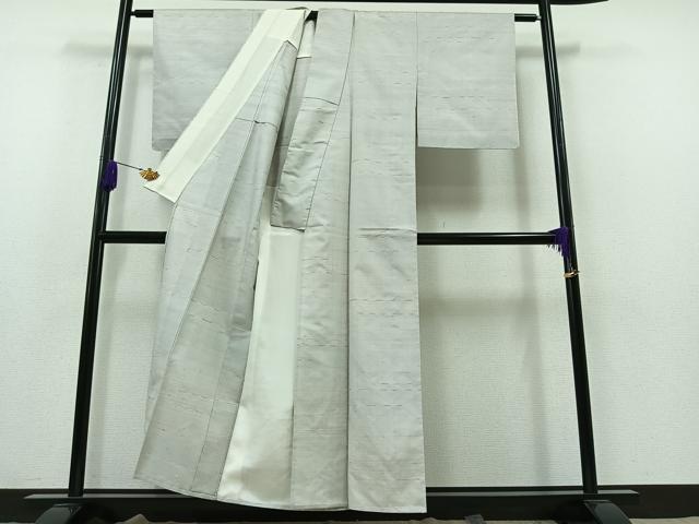 平和屋着物▽上質な紬 単衣 横段文 正絹 逸品 AABA9533jh