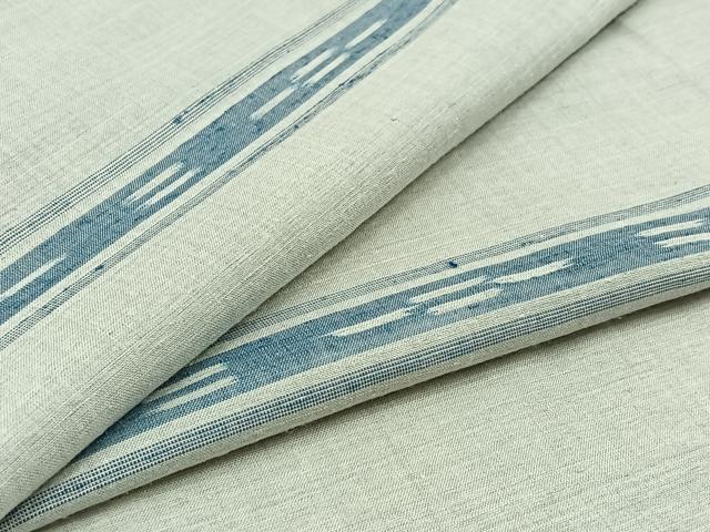 平和屋着物▽上質な紬 単衣 横段文 正絹 逸品 AABA9538jh