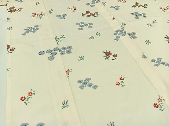 平和屋着物▽上質な紬 単衣 吉祥花文 正絹 逸品 AABA9539jh
