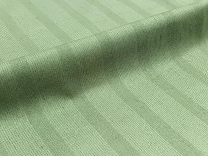 平和屋着物▽上質な紬 単衣 緑茶染 縞 正絹 逸品 AABA9541jh