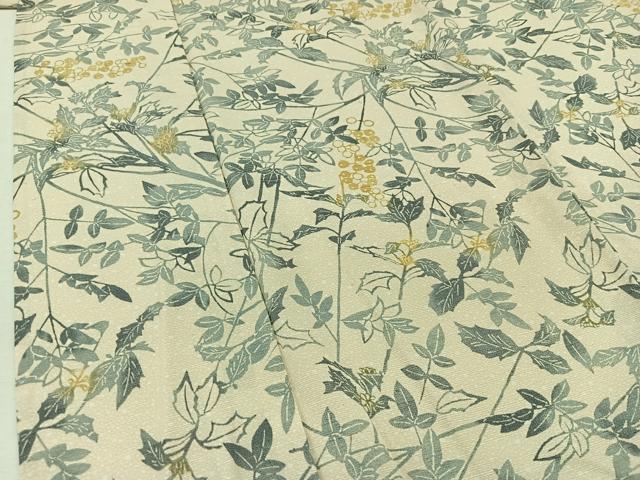 平和屋着物▽上質な紬 単衣 南天文 正絹 逸品 AABA9542jh