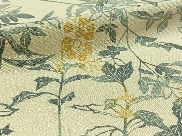 平和屋着物▽上質な紬 単衣 南天文 正絹 逸品 AABA9542jh