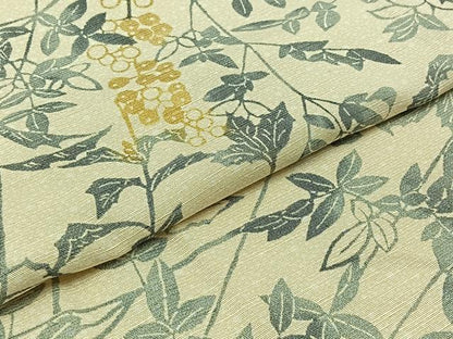 平和屋着物▽上質な紬 単衣 南天文 正絹 逸品 AABA9542jh