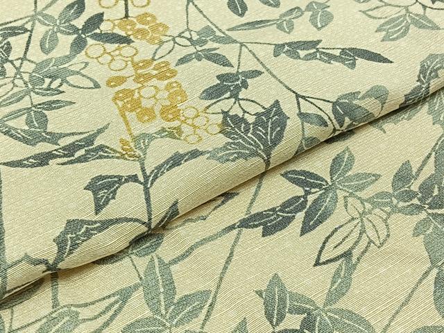 平和屋着物▽上質な紬 単衣 南天文 正絹 逸品 AABA9542jh