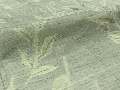 平和屋着物▽上質な紬 単衣 草葉文 正絹 逸品 AABA9544jh