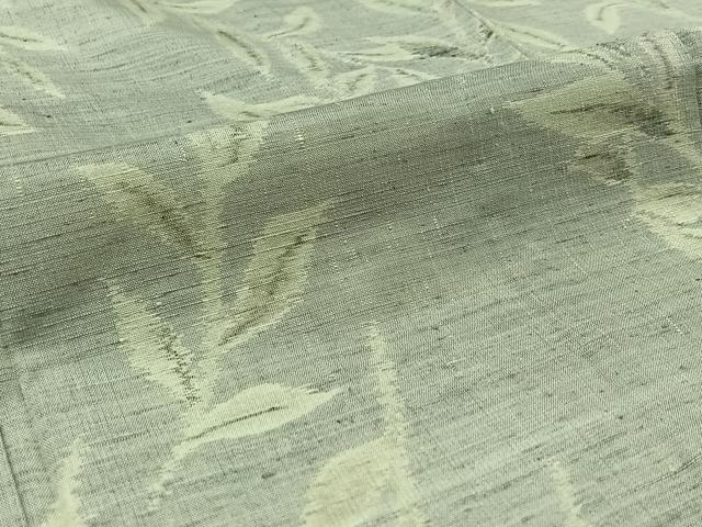 平和屋着物▽上質な紬 単衣 草葉文 正絹 逸品 AABA9544jh