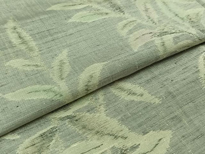 平和屋着物▽上質な紬 単衣 草葉文 正絹 逸品 AABA9544jh
