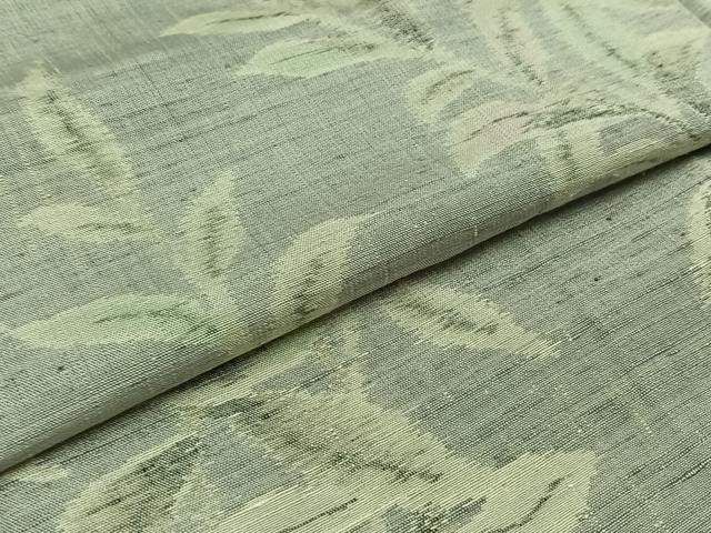 平和屋着物▽上質な紬 単衣 草葉文 正絹 逸品 AABA9544jh
