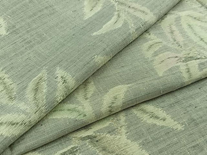 平和屋着物▽上質な紬 単衣 草葉文 正絹 逸品 AABA9544jh