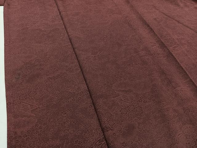 平和屋着物▽江戸小紋　単衣　風景花文　正絹　逸品　AABA9554jh