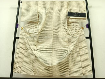 平和屋着物▽上質な紬　単衣　大島古今染　絣柄　正絹　逸品　AABA9556jh