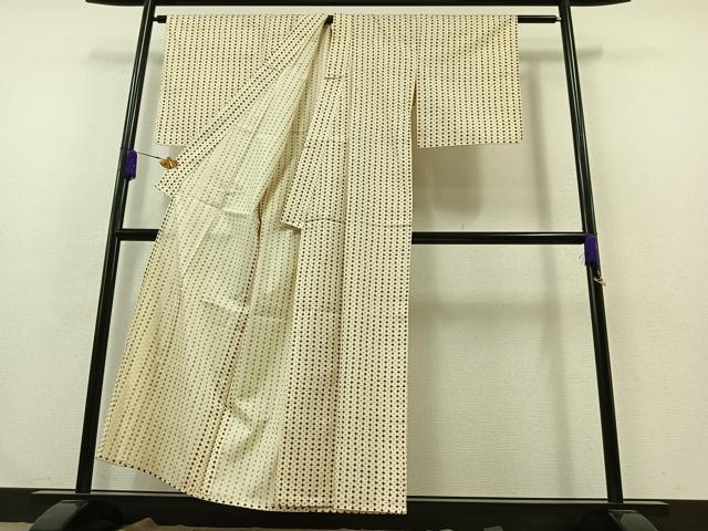 平和屋着物▽上質な紬　単衣　大島古今染　絣柄　正絹　逸品　AABA9556jh