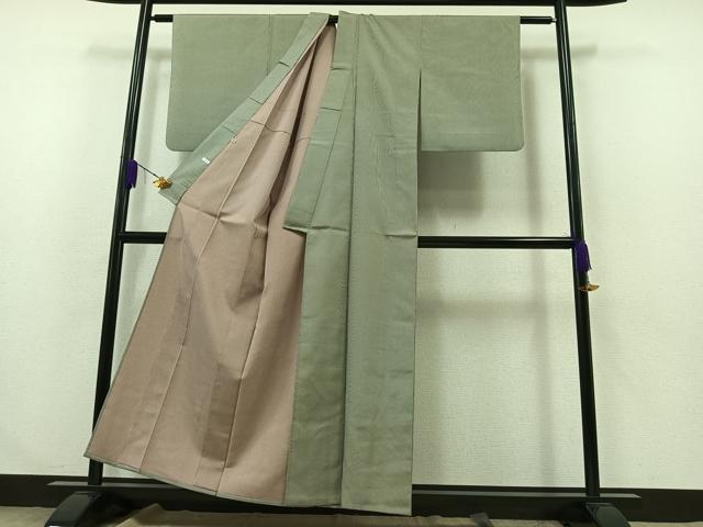 平和屋着物▽お召 単衣 縞 ゑり善扱い 正絹 逸品 AABA9558jh