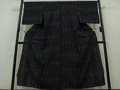 平和屋着物▽結城ちぢみ 単衣 飾花文 正絹 逸品 AABA9559jh