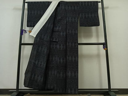 平和屋着物▽結城ちぢみ 単衣 飾花文 正絹 逸品 AABA9559jh