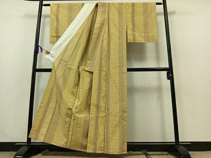平和屋着物▽上質な紬 単衣 花間道 正絹 逸品 AABA9560jh