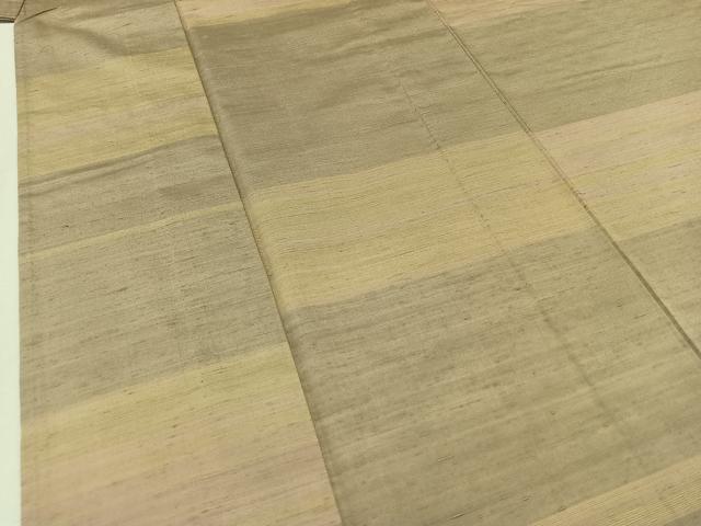 平和屋着物▽紅花紬 米沢 単衣 横段文 正絹 逸品 AABA9563jh