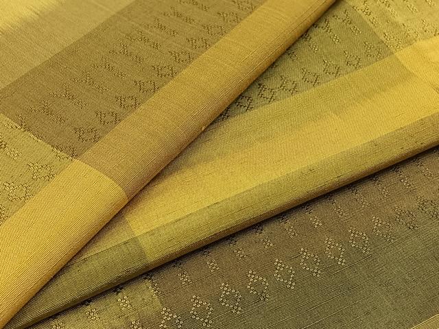 平和屋着物▽上質な紬 単衣 花織 横段文 正絹 逸品 AABA9564jh