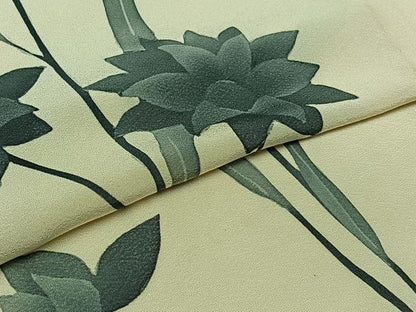 平和屋着物▽訪問着 単衣 草花文 正絹 逸品 AABA9565jh