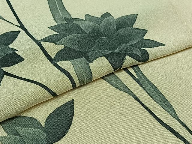 平和屋着物▽訪問着 単衣 草花文 正絹 逸品 AABA9565jh