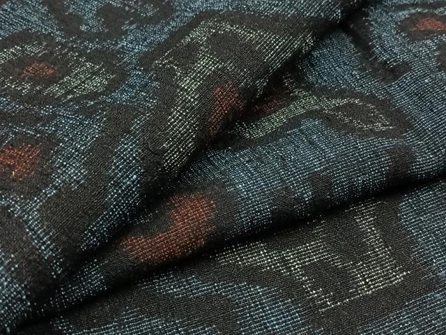 平和屋着物▽結城ちぢみ 単衣 幾何学文様 正絹 逸品 AABA9566jh