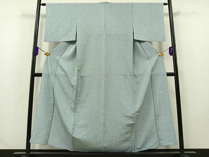 平和屋着物▽上質な小紋 単衣 作家物 霞文 鬼しぼ縮緬 正絹 逸品 AABA9571jh