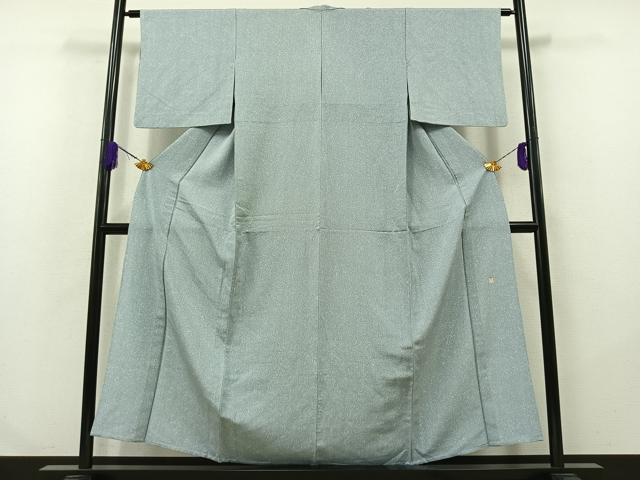 平和屋着物▽上質な小紋 単衣 作家物 霞文 鬼しぼ縮緬 正絹 逸品 AABA9571jh