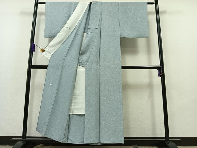 平和屋着物▽上質な小紋 単衣 作家物 霞文 鬼しぼ縮緬 正絹 逸品 AABA9571jh