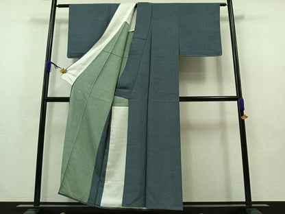 平和屋着物▽江戸小紋 単衣 草花文 正絹 逸品 AABA9572jh