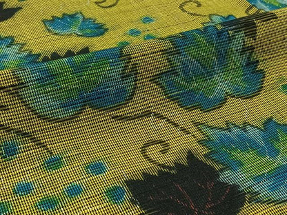 平和屋着物▽本場大島紬 単衣 葡萄蔦の葉文 正絹 逸品 AABA9577jh