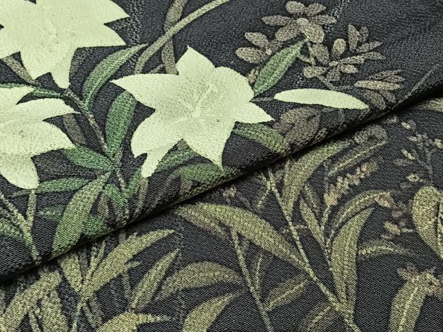 平和屋着物▽訪問着 単衣 手描き 草花文 鬼しぼ縮緬 正絹 逸品 AABA9578jh