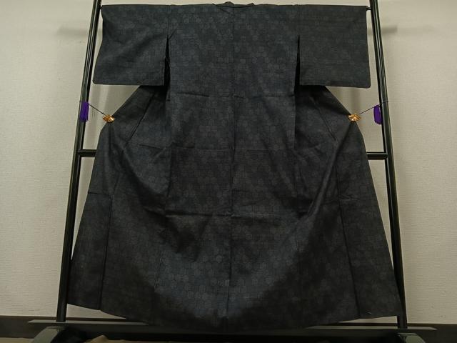 平和屋着物▽本場結城紬 重要無形文化財 単衣 100亀甲 亀甲柄 正絹 逸品 AABA9579jh