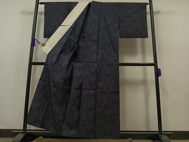 平和屋着物▽本場結城紬 重要無形文化財 単衣 100亀甲 亀甲柄 正絹 逸品 AABA9579jh