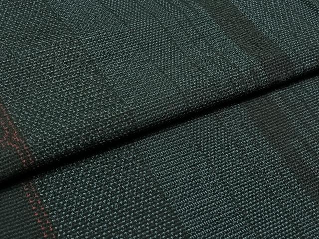 平和屋着物▽本塩沢 単衣 180亀甲 縞 正絹 逸品 AABA9581jh